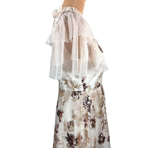 Jessakae Collection Moonlight Dress Sequin Ruffle Neck Party Cocktail Medium - Picture 13 of 16